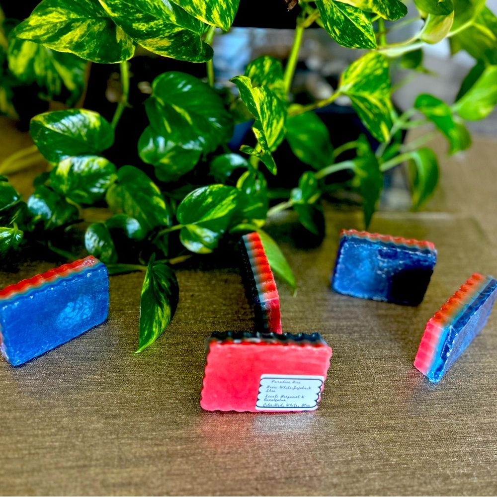 “Paradise Kiss” - Handcrafted Blue, Red, and white Soap Bars